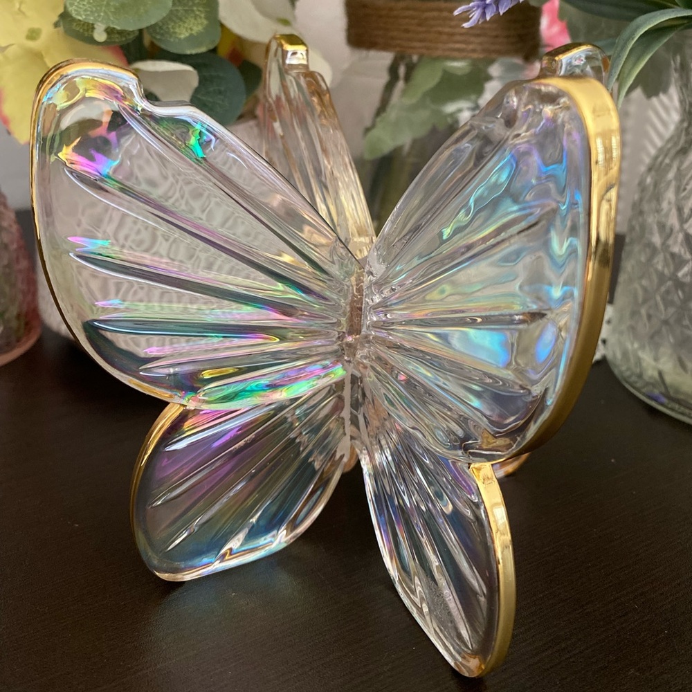 🆕🦋 RARE BATH & BODY WORKS IRIDESCENT BUTTERFLY 3-WICK CANDLE HOLDER. NEW! - Picture 4 of 6